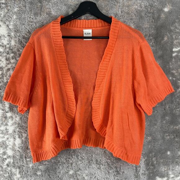 Blair Size XL Open Front Cardigan Sweater Orange Short Sleeve Outdoor - Picture 1 of 8